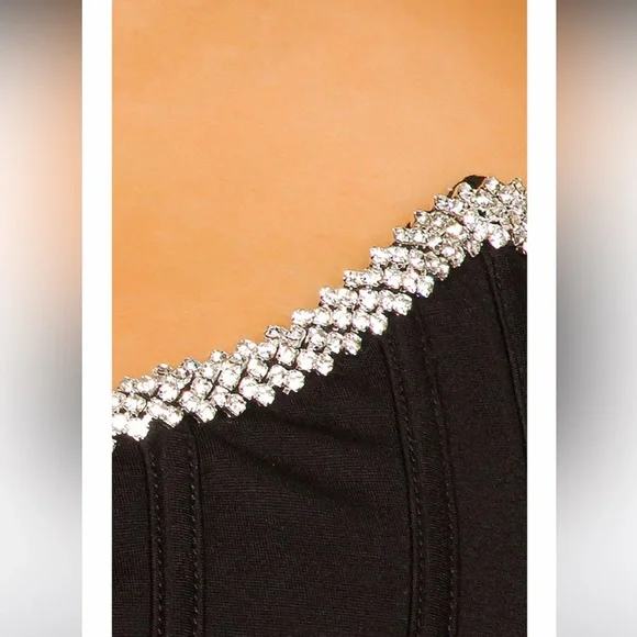 h:ours Sandy Bustier Top With Rhinestone in Black Size M NWT - Picture 5 of 6